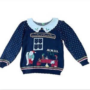 VINTAGE 80’s Sweater Loft Knitted and Embroidered Navy Christmas Sweater